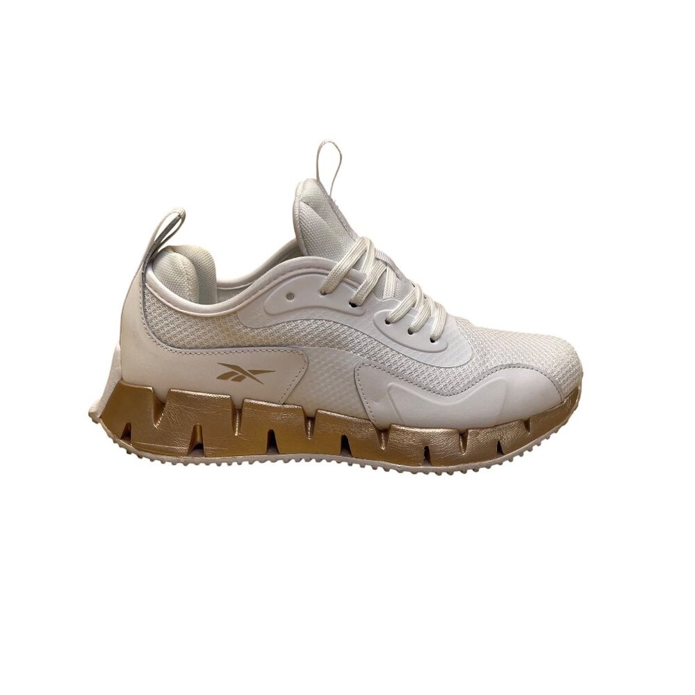 Reebok Women’s White & Gold Mesh Ortholite Footbed Running Shoes Size 7.5